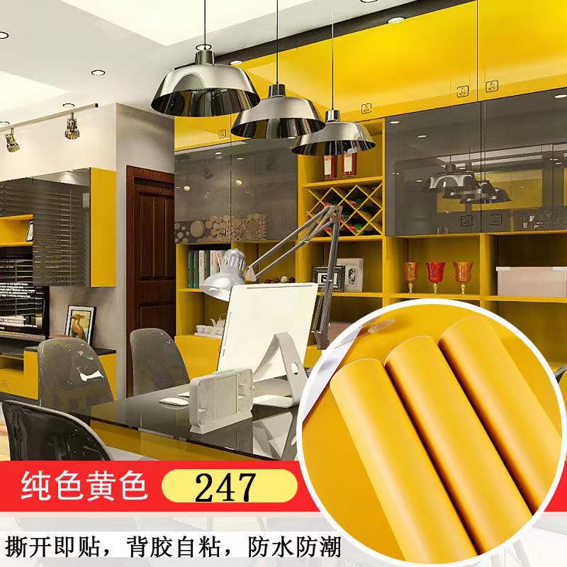 Solid color thickened wallpaper plain color self-adhesive candy color matte Boeing film furniture renovation sticker matte waterproof sticker