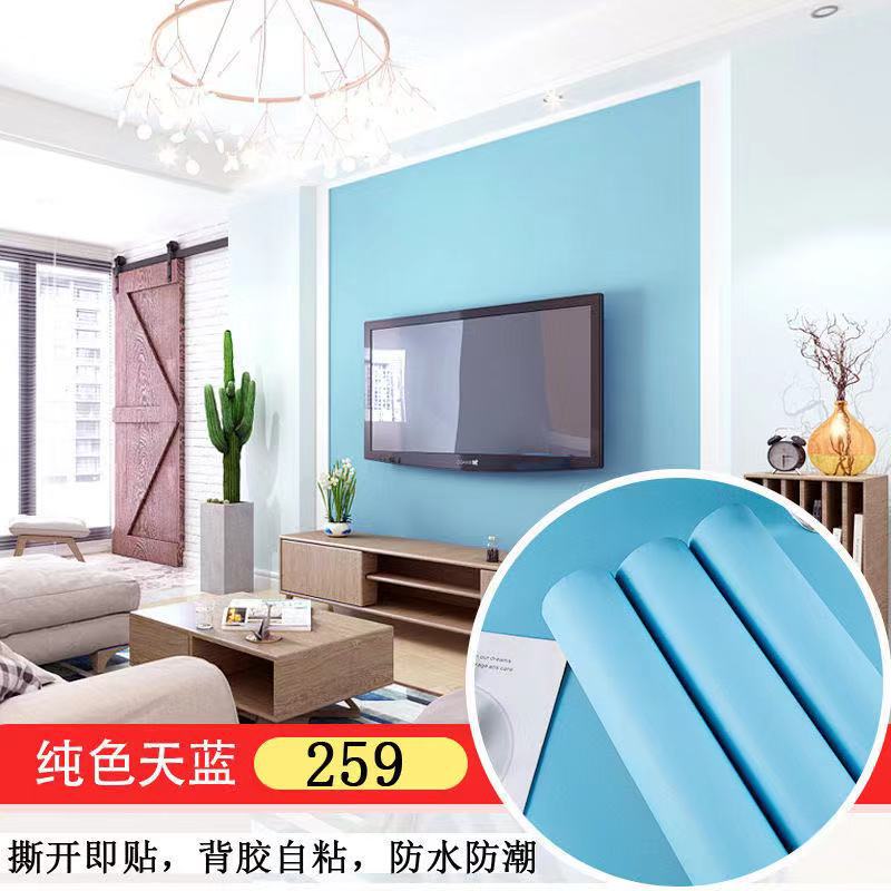 Solid color thickened wallpaper plain color self-adhesive candy color matte Boeing film furniture renovation sticker matte waterproof sticker