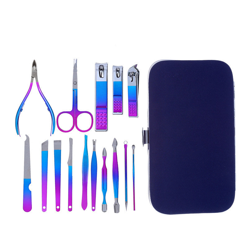 Eagle beak stainless steel manicure kit 15 beauty scissors pedicure knife nail polish nail clipper suit wholesale manicure package