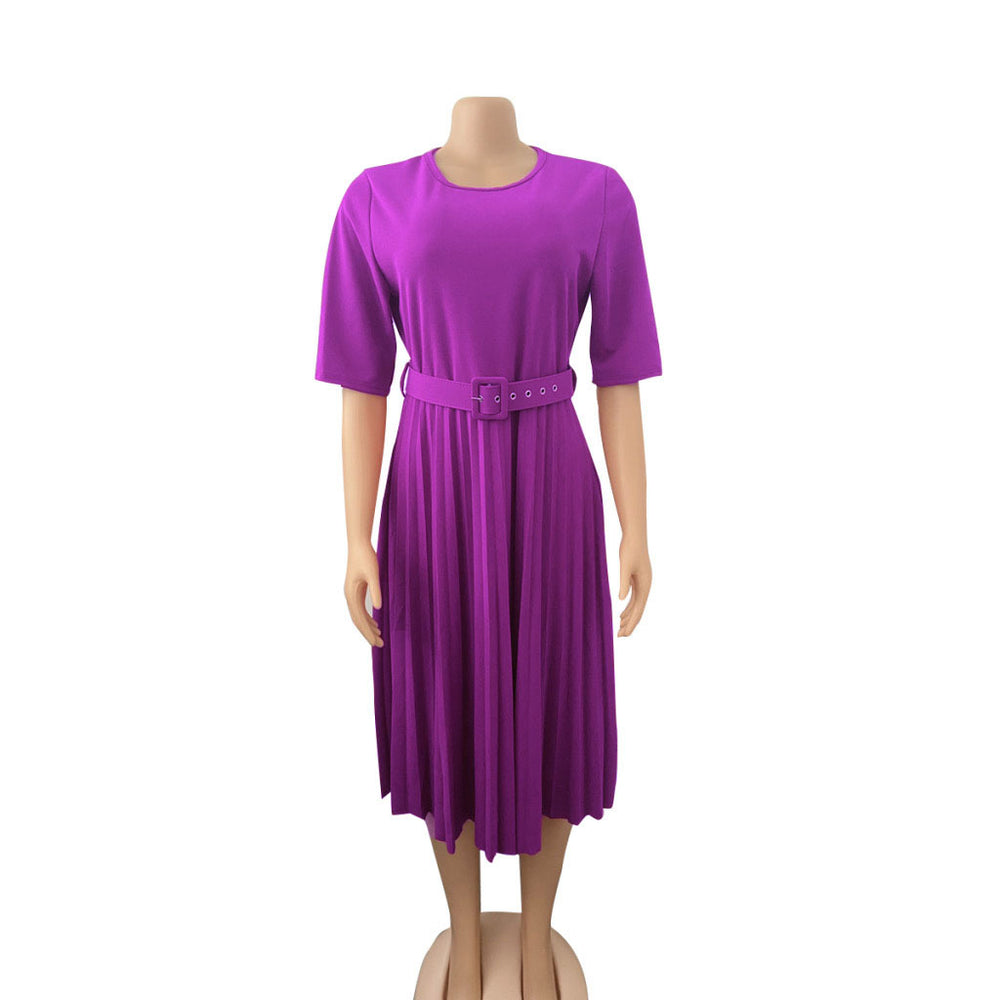 Send belt independent station  european and american women's clothing summerelegantplus sizefashion pleated exportfashiondress