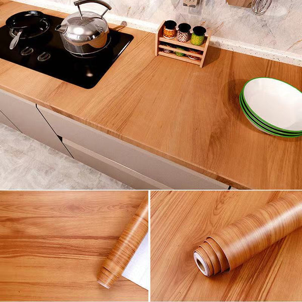 Thickened furniture refurbished wood grain sticker bedroom wardrobe desktop wooden door sticker waterproof and moisture-proof wallpaper wallpaper self-adhesive