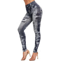 Summer european and american seamless fake ripped corset imitation denim bottom pants women's outwearhigh waist yoga nine-point pants women