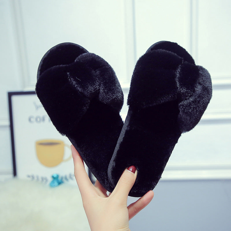 Bow-tie fuzzy slippers - wholesale manufacturer of comfortable indoor home slippers