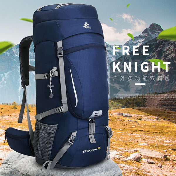 Freedom Knight,  new 60L mountaineering bag, waterproof fabric hiking backpack, can be folded in half and sent with a rain cover.