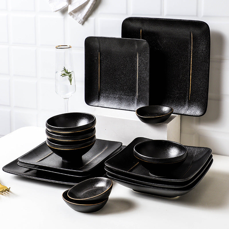 European-style frosted tableware ceramic plate japanese-style steak plate for home rice bowl dish suit white porcelain high appearance