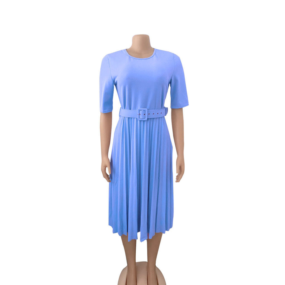 Send belt independent station  european and american women's clothing summerelegantplus sizefashion pleated exportfashiondress