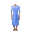 Send belt independent station  european and american women's clothing summerelegantplus sizefashion pleated exportfashiondress