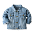 wholesale children's clothing, foreign trade kids' outerwear, new spring and autumn styles for boys and girls, distressed casual jackets, denim tops