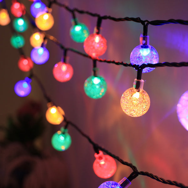 LED light string round ball light camping atmosphere colorful light string Christmas outdoor courtyard festival decoration solar led string light