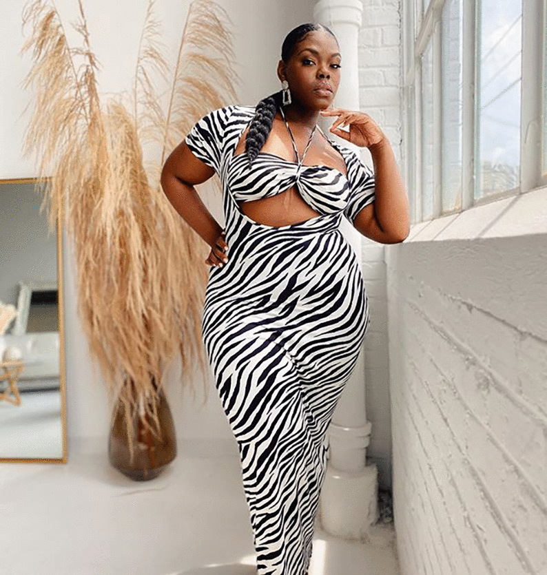 European and american cross-border women's black and white striped zipper dress -   sexy butt-lifting bandeau tie-up maxi dress