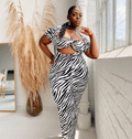 European and american cross-border women's black and white striped zipper dress -   sexy butt-lifting bandeau tie-up maxi dress