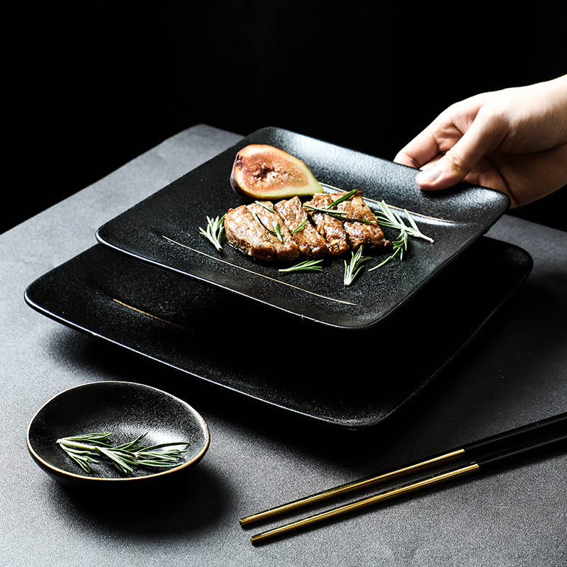 European-style frosted tableware ceramic plate japanese-style steak plate for home rice bowl dish suit white porcelain high appearance