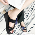 2024 summer european and american floral open-toe high heel flip-flop wedge sandals women's wholesale export shoes wish plus size