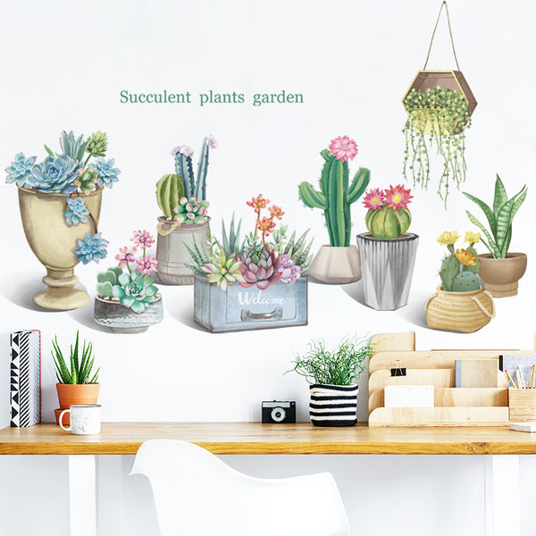 Cross-border fresh succulent plant painting Nordic INS window sticker self-adhesive wallpaper wall decorative wall sticker ZDB-2303