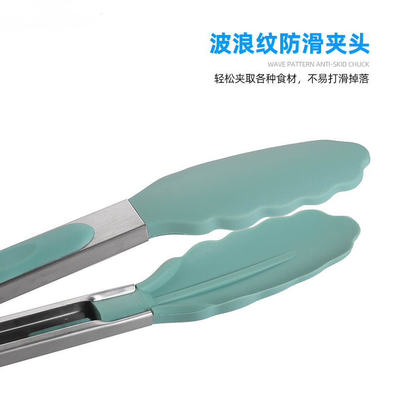 Factory direct candy-colored silicone food tongs - new food clips, bbq tongs, bread tongs