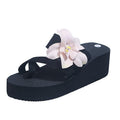 2024 summer european and american floral open-toe high heel flip-flop wedge sandals women's wholesale export shoes wish plus size