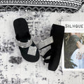 2024 summer new arrivals: women's casual rhinestone slip-on sandals - flat heel, open toe, roman style - direct from the manufacturer