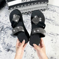 2024 summer new arrivals: women's casual rhinestone slip-on sandals - flat heel, open toe, roman style - direct from the manufacturer