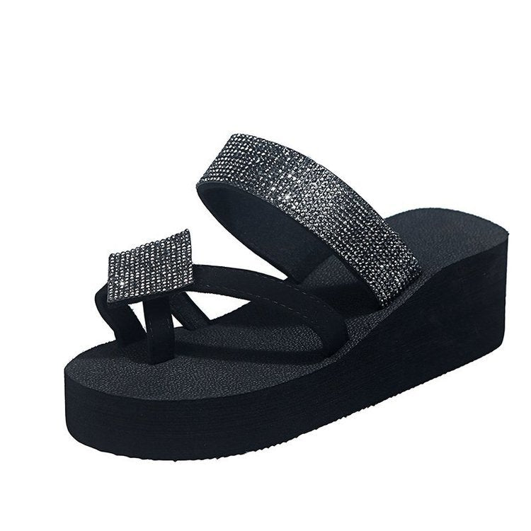 2024 summer new arrivals: women's casual rhinestone slip-on sandals - flat heel, open toe, roman style - direct from the manufacturer