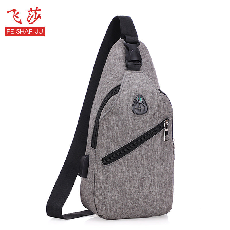 Feisha breast bag men's Korean version trendy canvas casual bag outdoor small backpack fashion bag shoulder bag messenger bag fanny pack