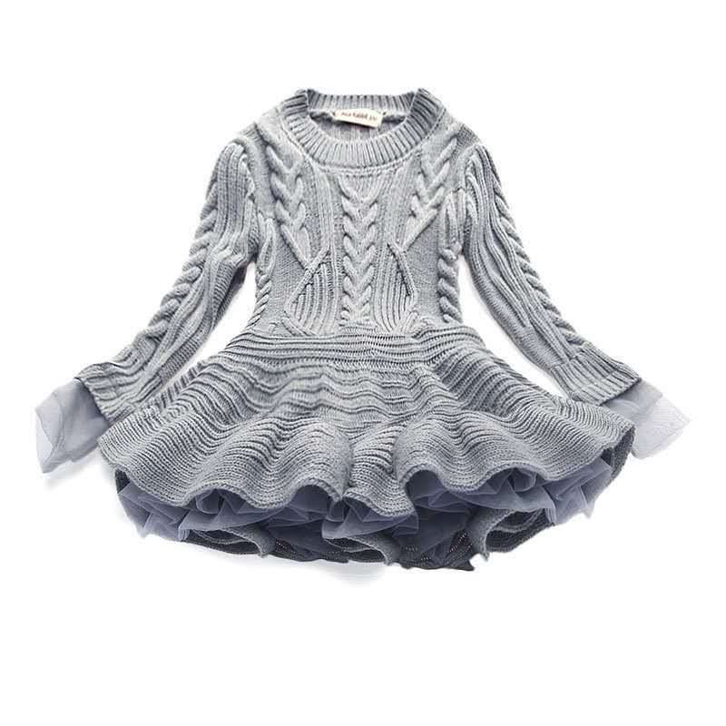 european and american autumn/winter collection: export-quality knitted long-sleeve girls' princess dress sweater dress - direct from the manufacturer