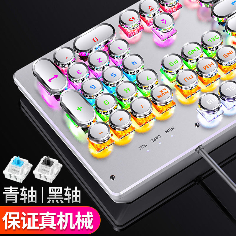 Silver sculpt summoner true mechanical keyboard - hot-swappable, gaming blue switch, esports punk style, wired usb - amazon wholesale