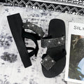 2024 summer new arrivals: women's casual rhinestone slip-on sandals - flat heel, open toe, roman style - direct from the manufacturer
