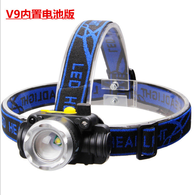 Lighting head-mounted V9 induction charging headlight T6 high power telescopic 10W rechargeable LED strong light headlight