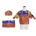new autumn/winter cross-border sourcing: plus-size african women's wax print short-sleeve top with headscarf and face mask set