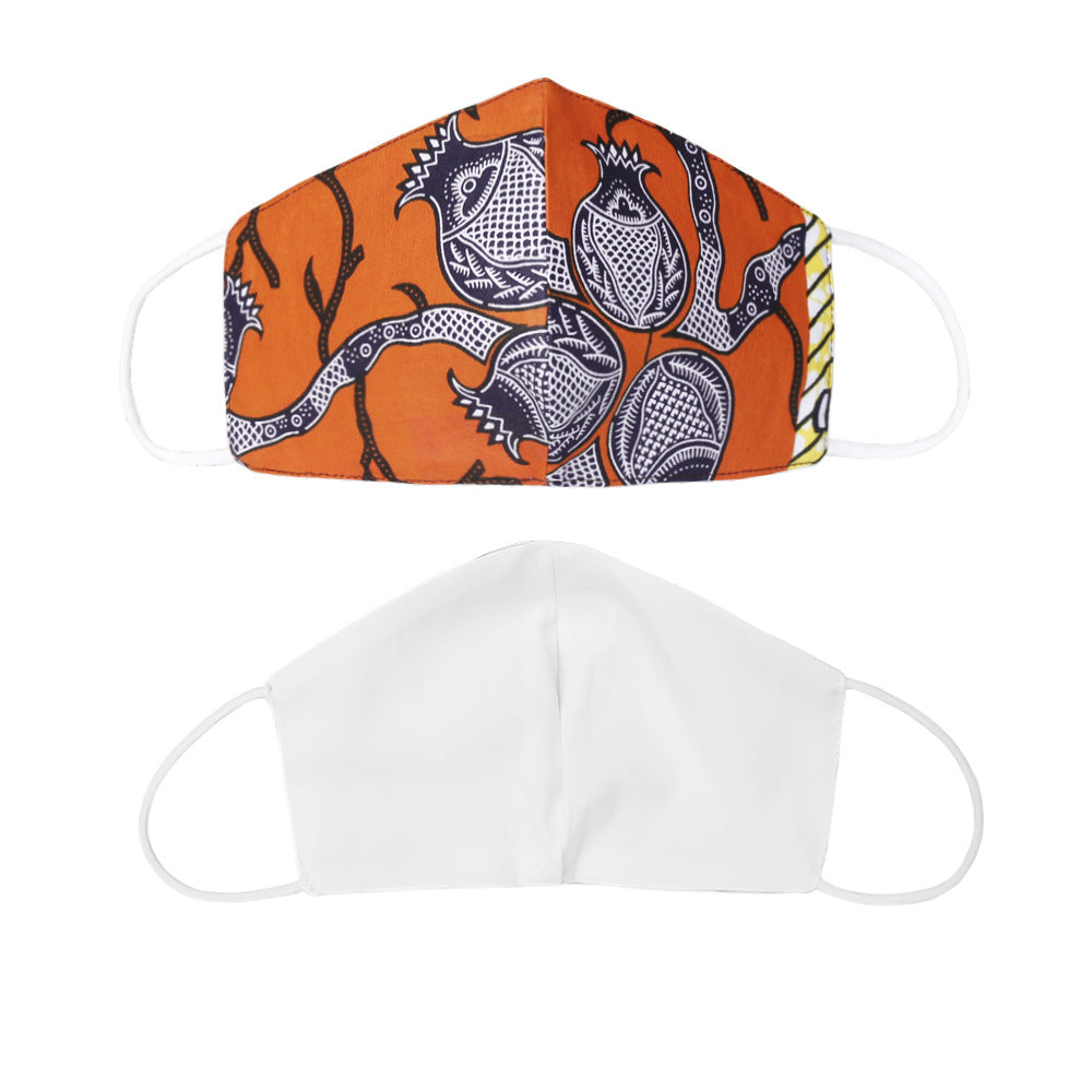 new autumn/winter cross-border sourcing: plus-size african women's wax print short-sleeve top with headscarf and face mask set