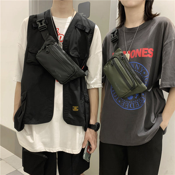 Toughslhs new men's and women's fanny packs trendy outdoor fanny packs storage bags close-fitting anti-theft breast bags messenger bags