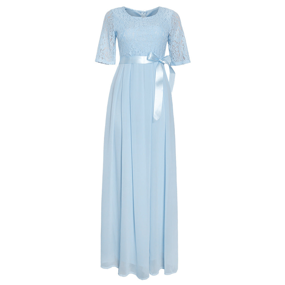 summer collection: new plus-size african women's lace and chiffon patchwork dress - ready to ship