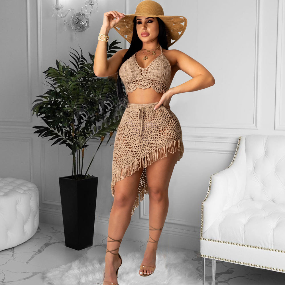 Aliexpress &  hot seller: european & american style sexy hand-crocheted tassel casual set - beach swimsuit set