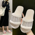 New plush slippers, women's crossover slides, ladies' plush indoor slippers, autumn/winter home slippers wholesale