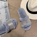 New plush slippers, women's crossover slides, ladies' plush indoor slippers, autumn/winter home slippers wholesale
