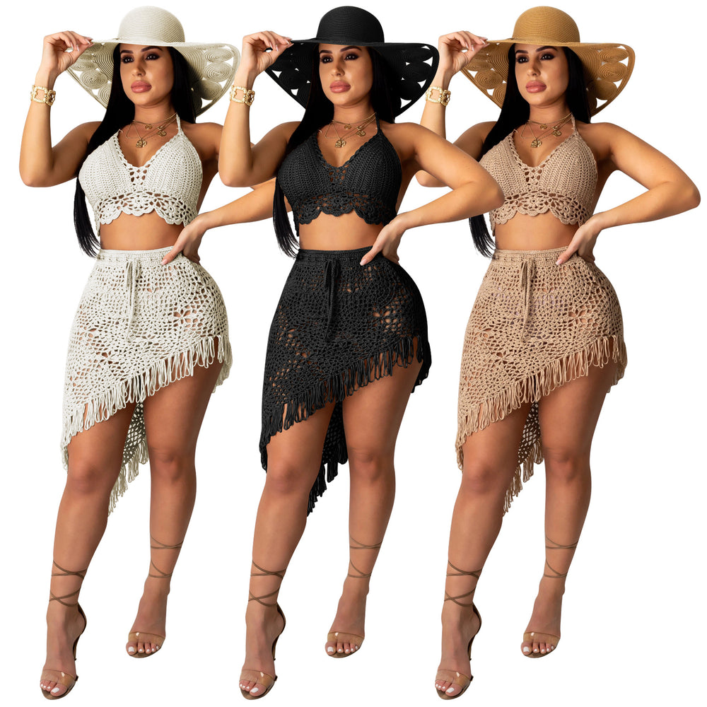 Aliexpress &  hot seller: european & american style sexy hand-crocheted tassel casual set - beach swimsuit set