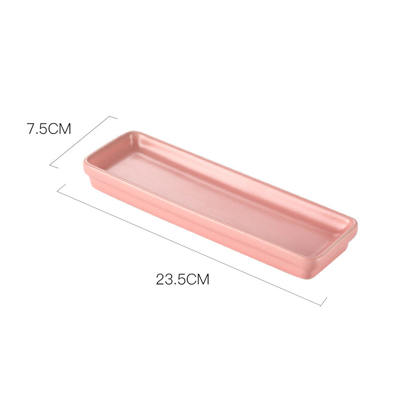 Long plate for home ceramic plate scandinavian dish plate western food plate rectangular flat plate sushi dessert plate tableware tray