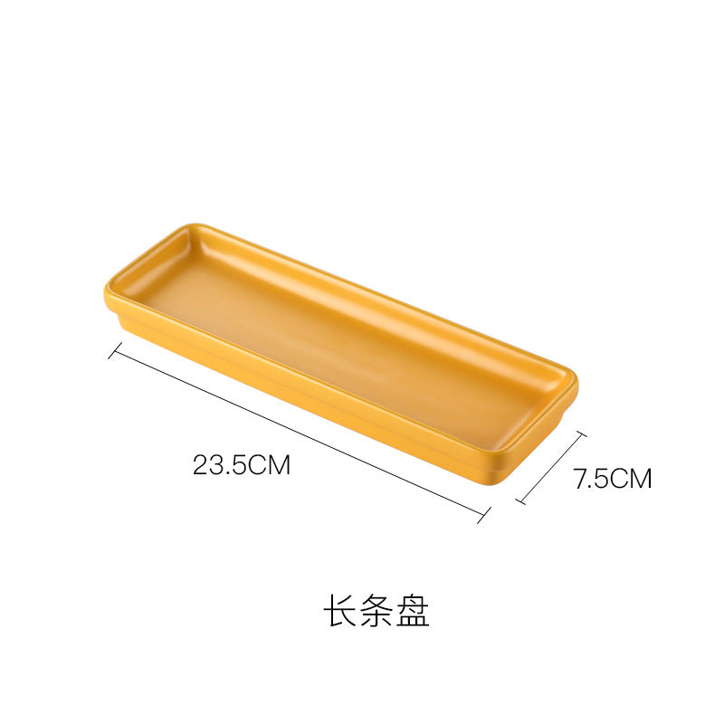 Long plate for home ceramic plate scandinavian dish plate western food plate rectangular flat plate sushi dessert plate tableware tray