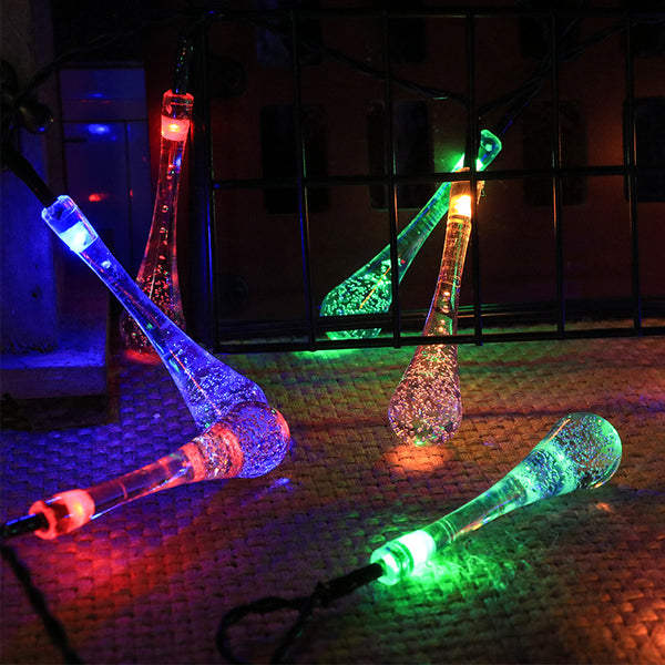 Outdoor solar water drop light string Colorful synchronous solar crystal ball Garden decorative light Cross-border new products