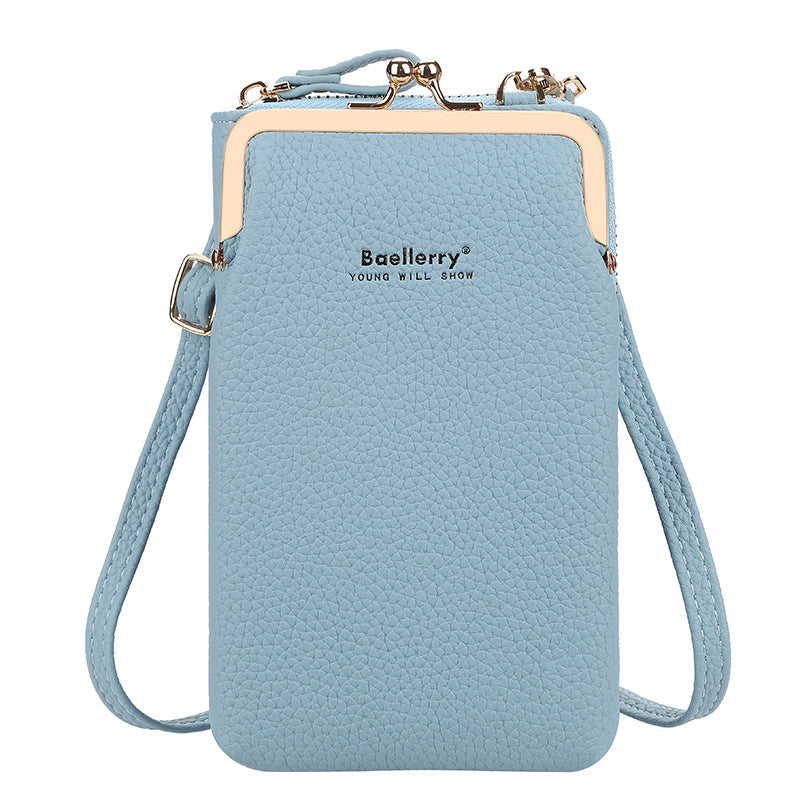 Baellerry messenger bag women's vertical versatile shoulder bag fashion lychee pattern mobile phone bag Korean version wallet women