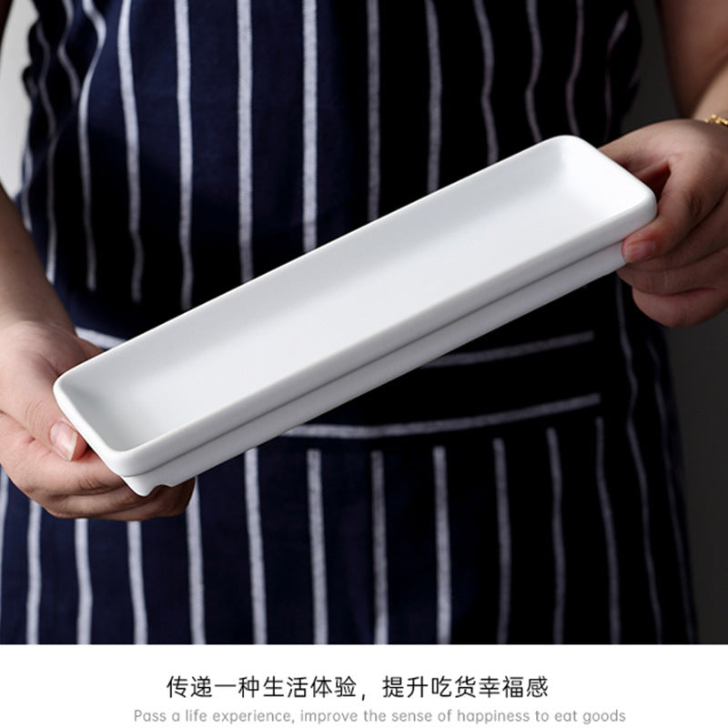 Long plate for home ceramic plate scandinavian dish plate western food plate rectangular flat plate sushi dessert plate tableware tray