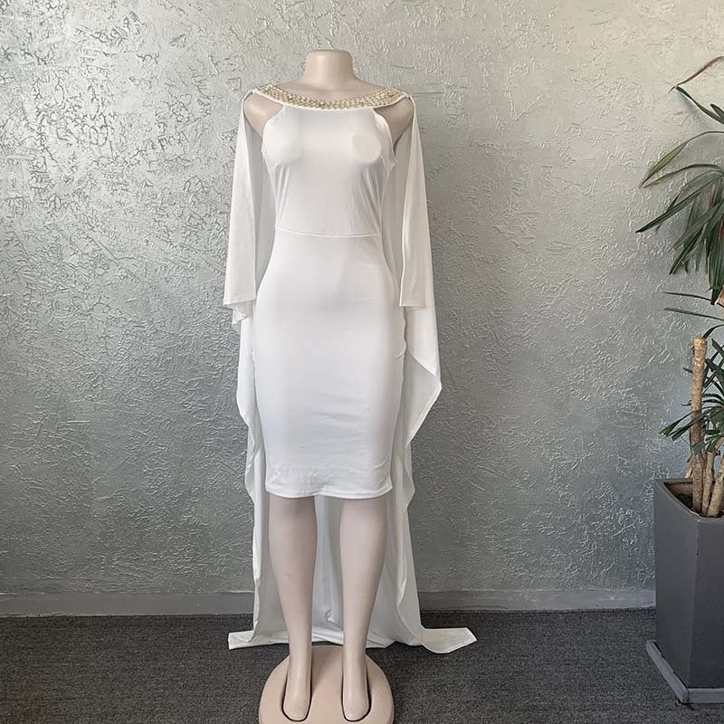 fashion source fashion african fashionpure color beading backless silm long tail fashiondress big sale