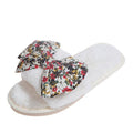 New arrival cross-border slippers women's stuffedbows one-word stuffed slippers european and american flatscasual open toe slippers stuffed