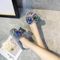 New arrival cross-border slippers women's stuffedbows one-word stuffed slippers european and american flatscasual open toe slippers stuffed