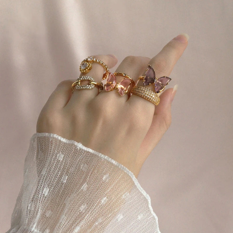 Gold-plated bow ring wholesale european and american cross-border jewelry women's stylish alloy niche fashion street style open ring