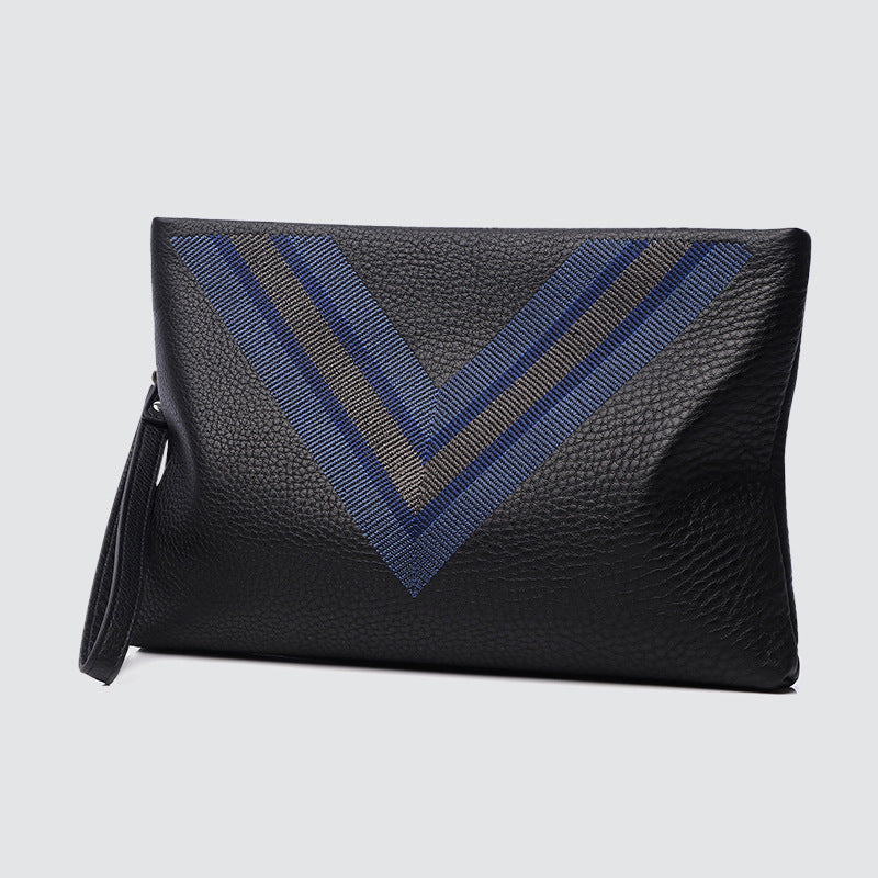 Popular men's handbag genuine leather luxury brand clutch bag casual portable clutch bag clutch bag plaid envelope bag