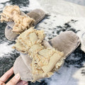 New arrival cross-border slippers women's stuffedbows one-word stuffed slippers european and american flatscasual open toe slippers stuffed