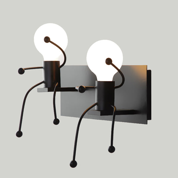 Nordic style cute iron man creative wall lamp personalized aisle lamp bedroom children's room bedside small wall lamp mirror headlamp