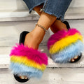 2024 european and american export plus size fuzzy slippers - women's warm, colorful, thick-soled, home cotton slippers - in stock