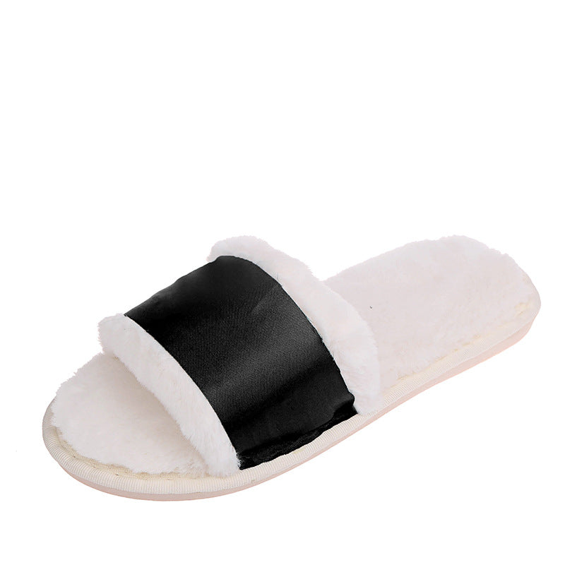 Amazon plus size one-strap plush slippers - new autumn/winter indoor/outdoor warm cotton slippers - thickened open-toe fuzzy slippers